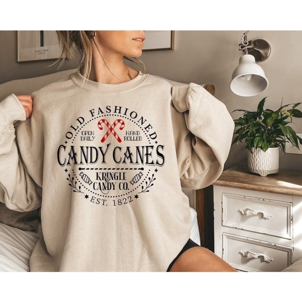 Candy Cane Sweatshirt North Pole Sweatshirt Christmas Sweatshirt - Picture 1 of 4